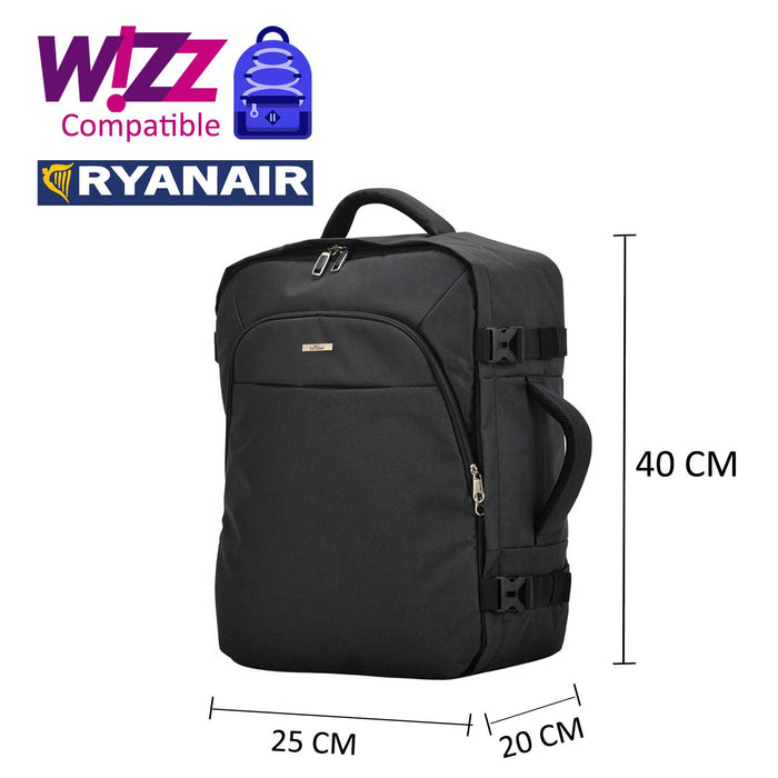BONTOUR AIR Reiserucksack, WizzAir/Ryanair Größe 40x20x25cm, Schwarz