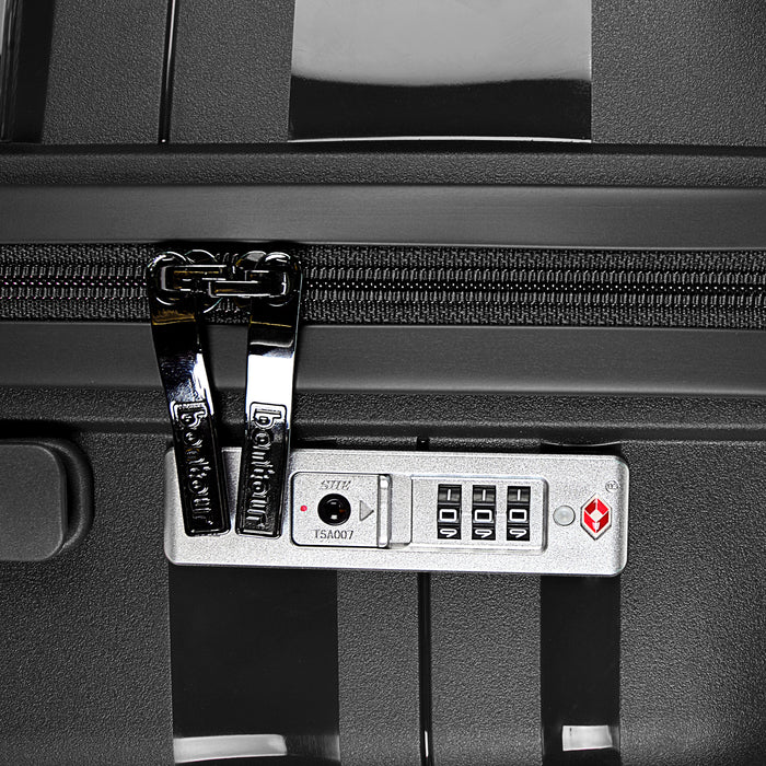 Czterokołowa walizka kabinowa Bontour „Flow” z zamkiem TSA, 55 x 40 x 20 cm, czarna