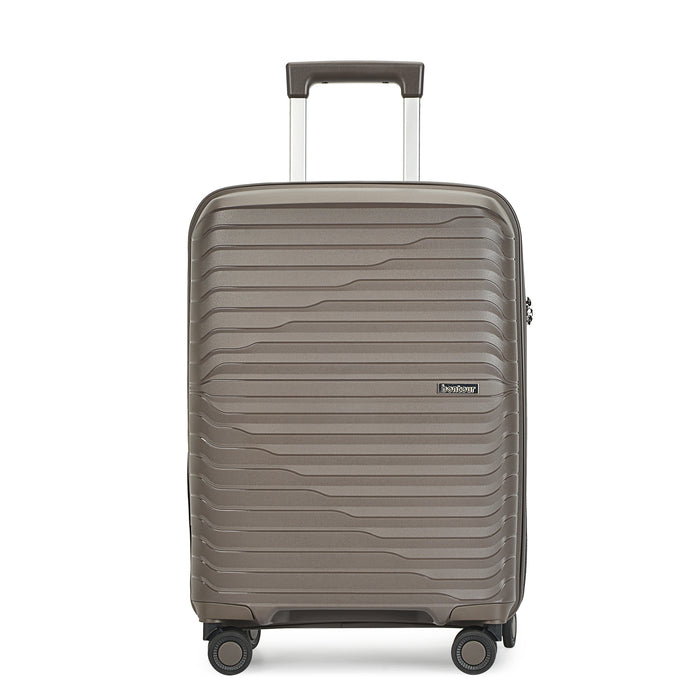 Bontour 'City' 4-wheeled cabin suitcase with TSA lock, 55x38x20cm, Brown