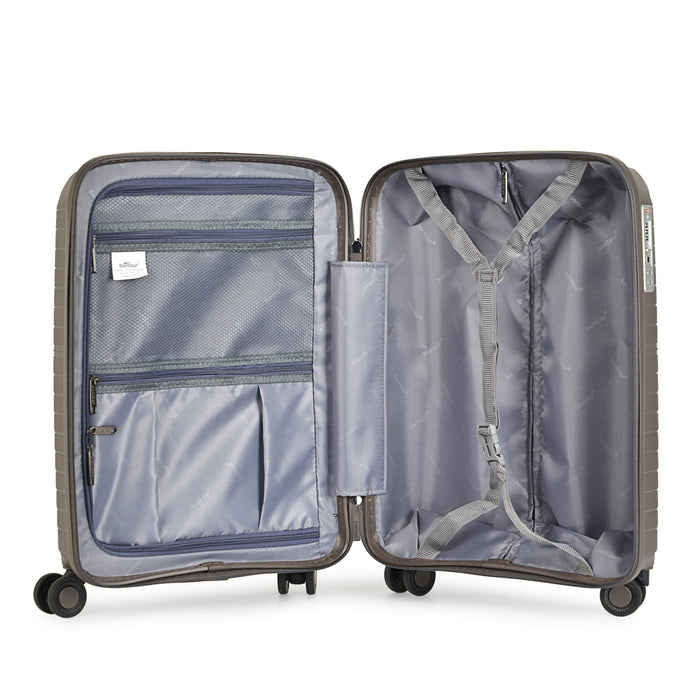 Czterokołowa walizka kabinowa Bontour „City” z zamkiem TSA, 55x38x20cm, brązowa
