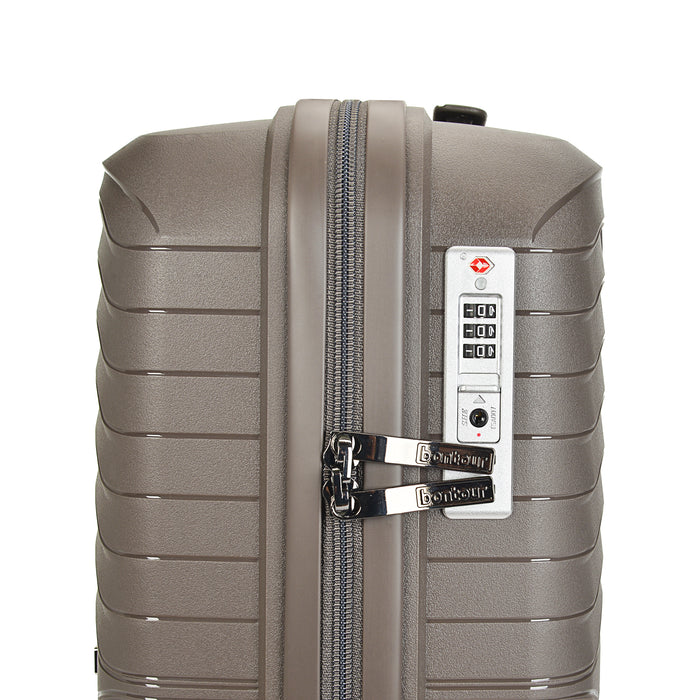 Czterokołowa walizka kabinowa Bontour „City” z zamkiem TSA, 55x38x20cm, brązowa